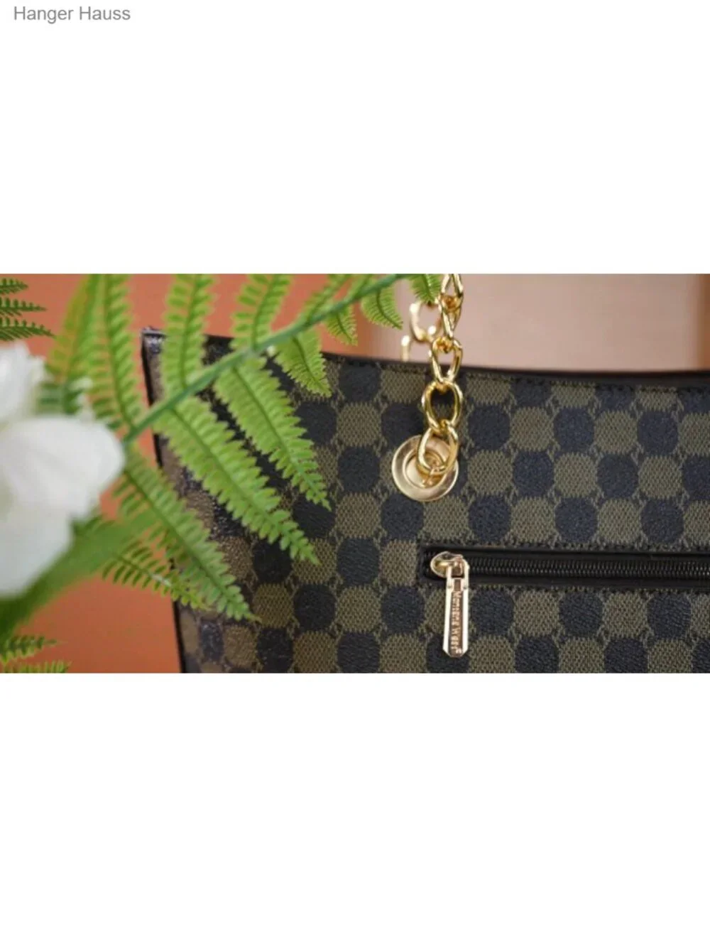 Vegan Leather Chain Top-Handle Satchel Tote Bag